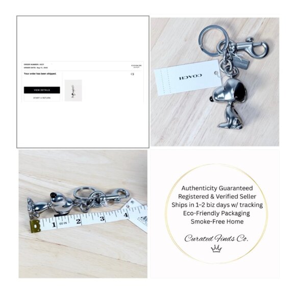 Coach X Peanuts Snoopy Bag Charm In Silver CBH28 NWT - Picture 2 of 2